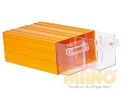 Mano Plastik Çekmeceli Sarı Kutu K-56 212 mm x 302 mm x 126 mm (12'li Paket)