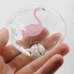BUFFER® Flamingo Desenli Yuvarlak Şeffaf Mini El Isıtıcı Çanta Boy Sıcak Su Torbası