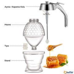 BUFFER® Mekanizmalı Mika Plastik Pompalı Musluklu Baldanlık Bal Pekmez Tahin Kontrollü Akıtma Balmatik