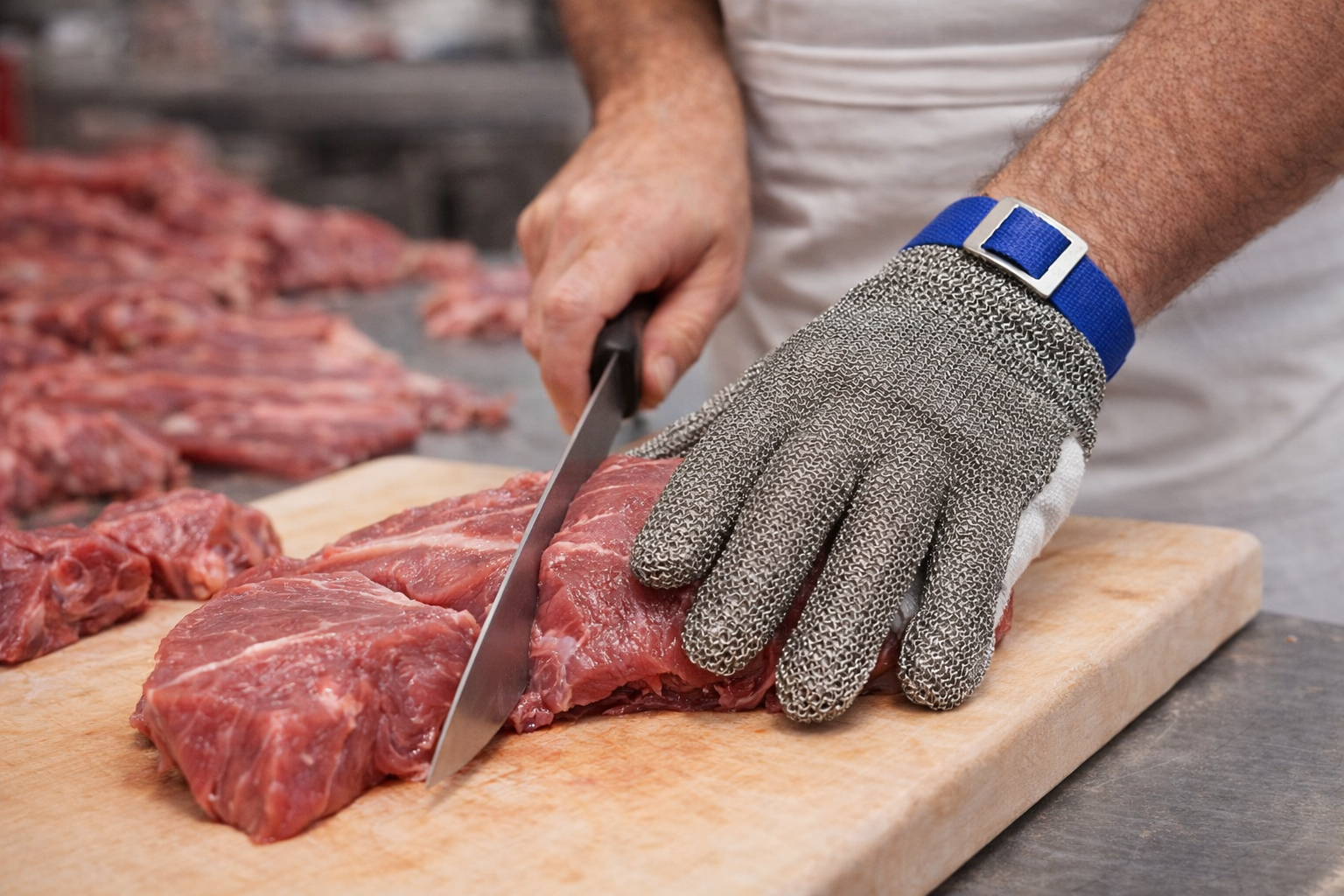 2'li Kesilmez Çelik Tel Örgü Eldiven ve Kumaş Eldiven Set - Medium Beden