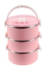 Kurch 3 Katlı Sızdırmaz Vakumlu Yemek Termosu Sefer Tası 2x0,75LT AÇIK PEMBE