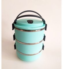 3 Katlı Vakumlu Yemek Termosu 3lü Sefer Tası Freshbox Serisi Turkuaz