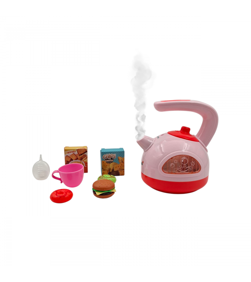 DMN5535-9A PİLLİ IŞIKLI SESLİ DUMAN ÇIKARAN KETTLE OYUNCAK MUTFAK SETİ