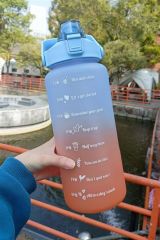 BUFFER® 2 Litre Motivasyon Su Şişesi Sızdırmaz Dayanıklı Kapaklı Şık Tasarımlı Renkli Su Matarası 3d ve 2d Sticker Hediyeli