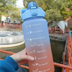 BUFFER® 2 Litre Motivasyon Su Şişesi Sızdırmaz Dayanıklı Kapaklı Şık Tasarımlı Renkli Su Matarası 3d ve 2d Sticker Hediyeli