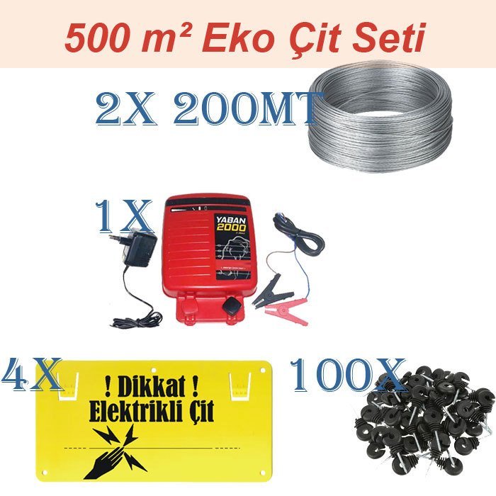 Ayı Domuz Kovucu Sistem 500 m2 için En Ekonomik Elektrikli Çit Seti (220 Volt)