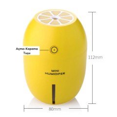 BUFFER® Limon Tipi Mini Hava Oda Nemlendirici Ledli Işıklı Buhar Makinesi