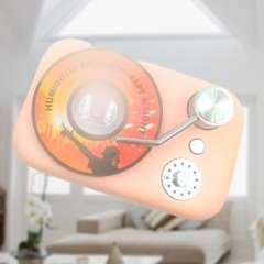 BUFFER® Renkli Işıklı Bebek Hafif USB Kablolu Gramofon Oda Ev Ortam Hava Nemlendirici Buhar Makinesi