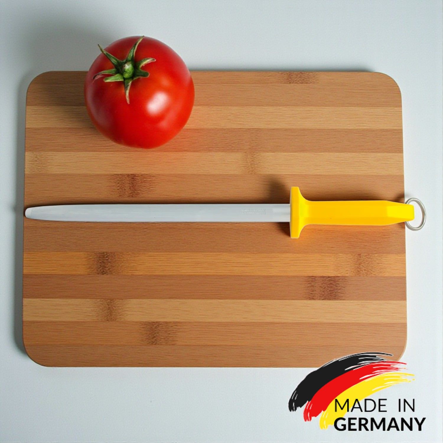 Eikaso Solingen Oval Masat 30 cm, Balık Sırtı, Sarı Plastik Saplı, Bıçak Bileme Çeliği, Alman Malı