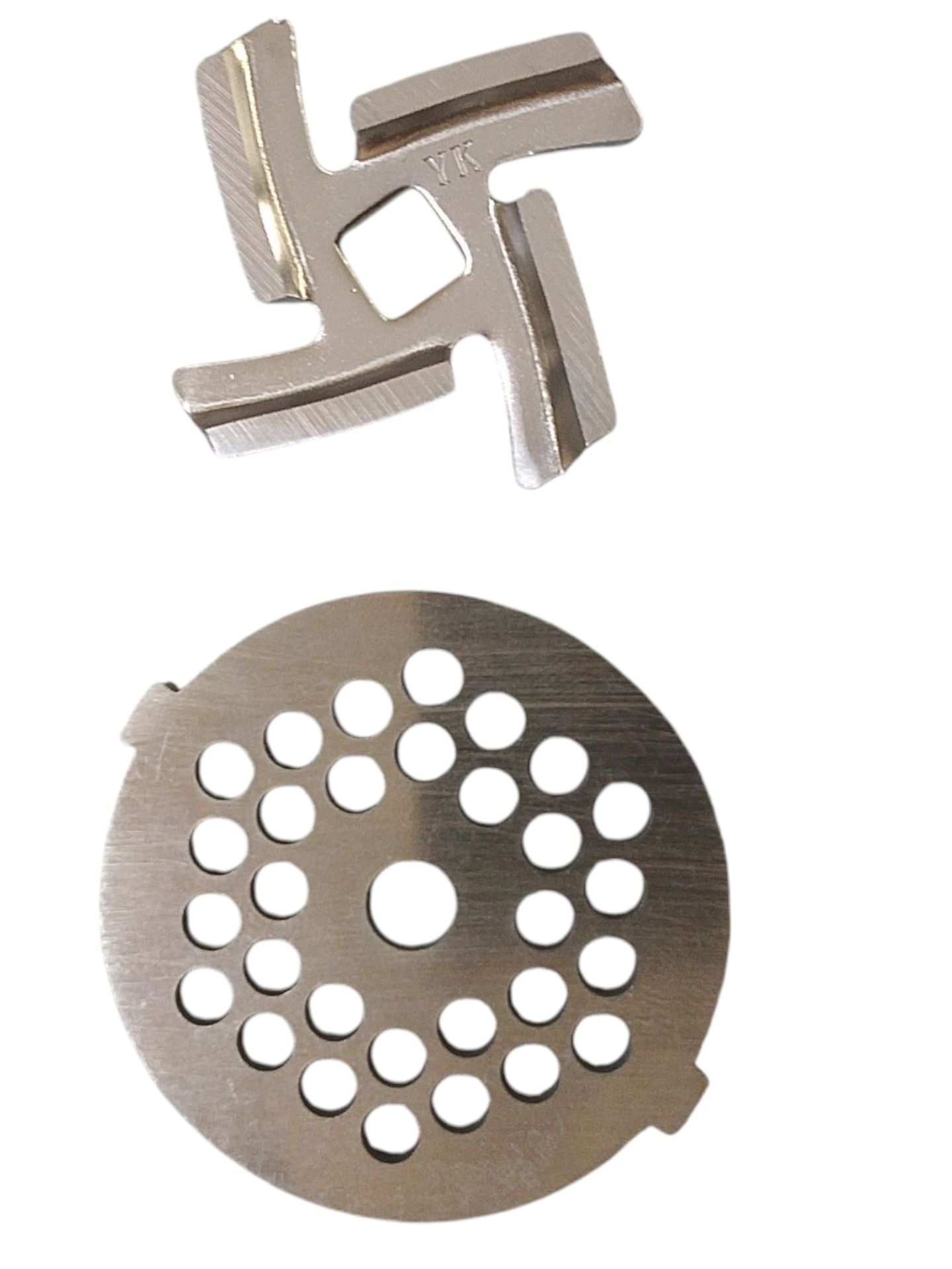 2'li Karaca İnox 1201 Kıyma Makinesi İçin Delikli Ayna ve Kesici Bıçak Seti Yedek Parça