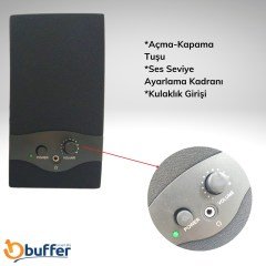 BUFFER® 1+1 Kablolu PMPO 800 W Hoparlör 2.0 Dijital Speaker