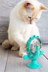 Buffer® Vantuzlu Zilli İnteraktif Dönebilen Mama Kaplı Renkli Eğlenceli Eğitici Kedi Oyuncağı