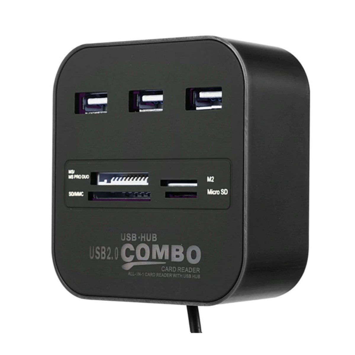 BUFFER® 3 Port Girişli Güçlü Usb 2.0 Port Çoklayıcı Çoğaltıcı Adaptör Hub ve Kart Reader Okuyucu