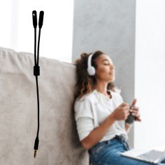 BUFFER® 1 Erkek 2 Dişi 3.5 mm Kulaklık ve Mikrofon Ayırıcı Çoklayıcı  Aux Kablo