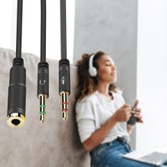 BUFFER® Kulaklık ve  Mikrofon Ayırıcı Y Splitter Aux Kablo