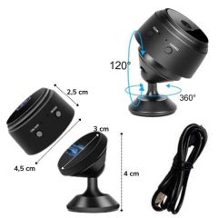 BUFFER® A9 Mini Döner Başlıklı Wifi Kablosuz İnteraktif Gece Görüşlü 1080 P Full HD Mikro WİFİ Güven