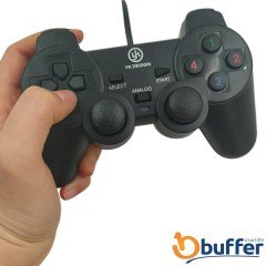 BUFFER®  Çift Titreşimli USB Kablolu Oyun Kolu PC Uyumlu Vibration Gamepad
