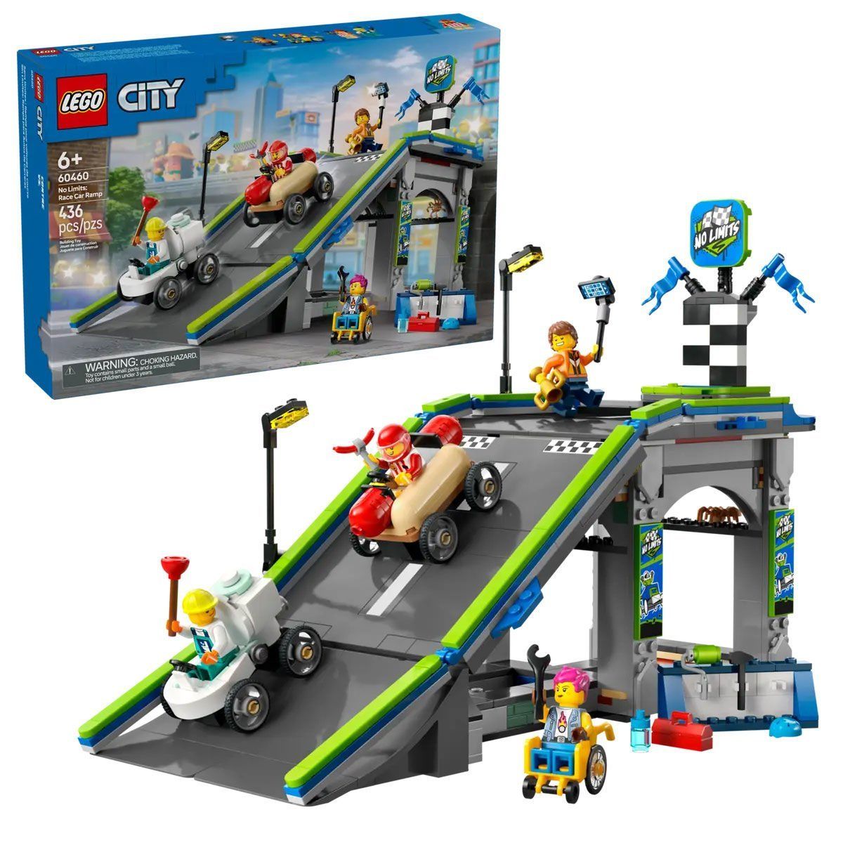 60460 Lego City Senin Kuralların: Yarış Arabası Rampa Parçası 436 parça +6 yaş