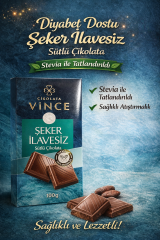 Sütlü Şekersiz Çikolata 100 g Stevia Tatlandırıcılı Diyabetik % 55 Kakao, Şeker İlavesiz Çikolata