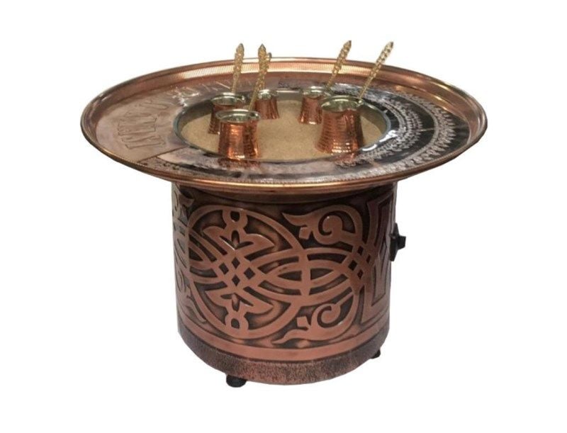 Bakır Kumda Kahve Makinesi Tepsili Sarmal