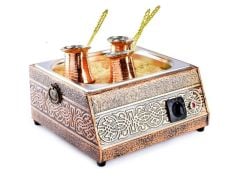 Bakır Kumda Kahve Makinesi Kare Maksi
