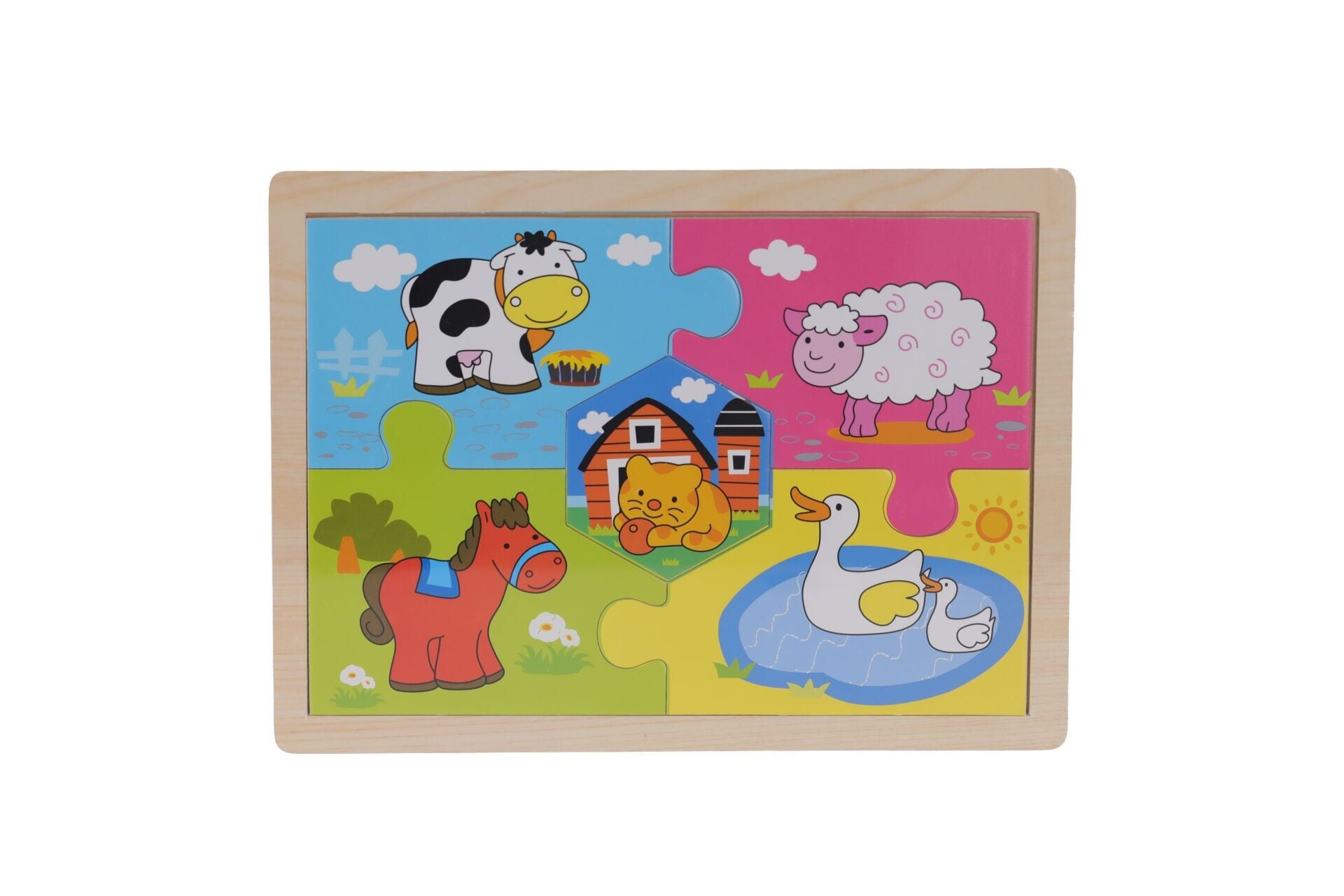 S01002909 WOODEN PUZZLE VEHICLES ANMALS 5 PCS 2 AST