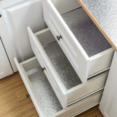 BUFFER® 10 Metre Kendinden Yapışkanlı Silinebilir Mutfak Tezgah Üstü Sticker Folyo Gümüş Renk