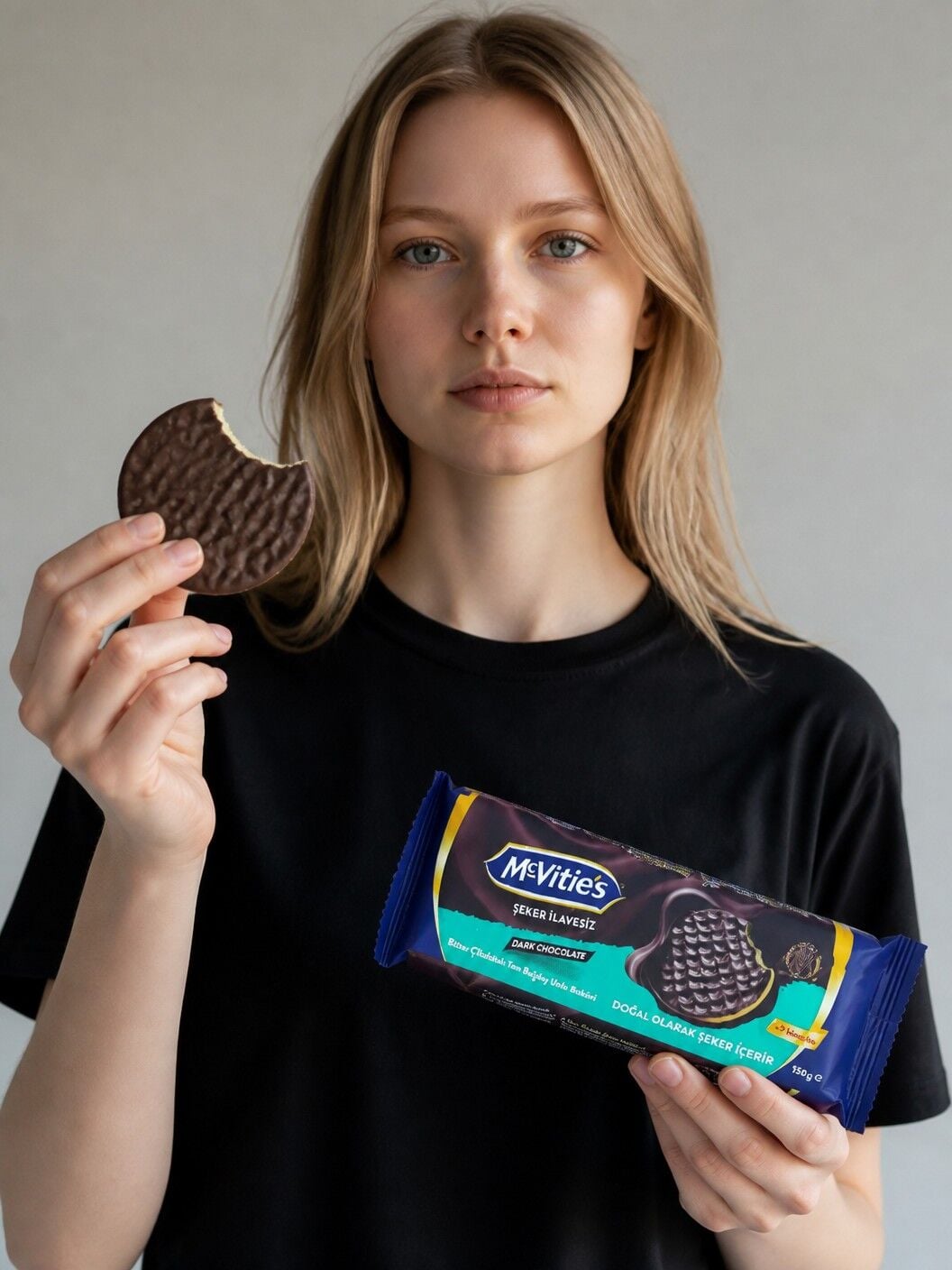 McVitie's Şeker İlavesiz Bisküvi Bitter Çikolata Kaplı Şekersiz Tam Buğday Bisküvi 150 Gr