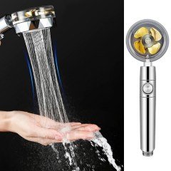 BUFFER® 360 derece Döner Turbo Pervaneli Serinletici Tasarım Start Stop Tuşlu Duş Başlığı