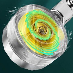 BUFFER® 360 derece Döner Turbo Pervaneli Serinletici Tasarım Start Stop Tuşlu Duş Başlığı