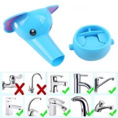 BUFFER® Çocuklar İçin Eğitici ve Güvenli Musluk Uzatıcı Genişletici Başlık Aparatı Fil Figürlü