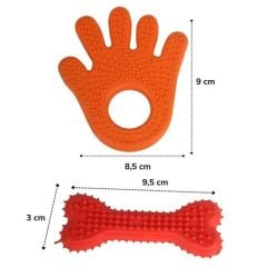 BUFFER®  Hand&Bone Evcil Hayvanlar İçin İkili Diş Kaşıma Çiğneme Oyuncağı