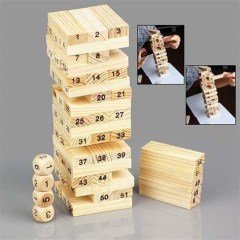 BUFFER® Cenga 48 Parça Ahşap Kule Denge Strateji Zeka Beceri Oyunu