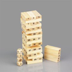 BUFFER® Cenga 48 Parça Ahşap Kule Denge Strateji Zeka Beceri Oyunu