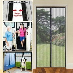 BUFFER® Pratik Manyetik Mıknatıslı Siyah Kapı Sinekliği Tülü 90 X 210 Cm