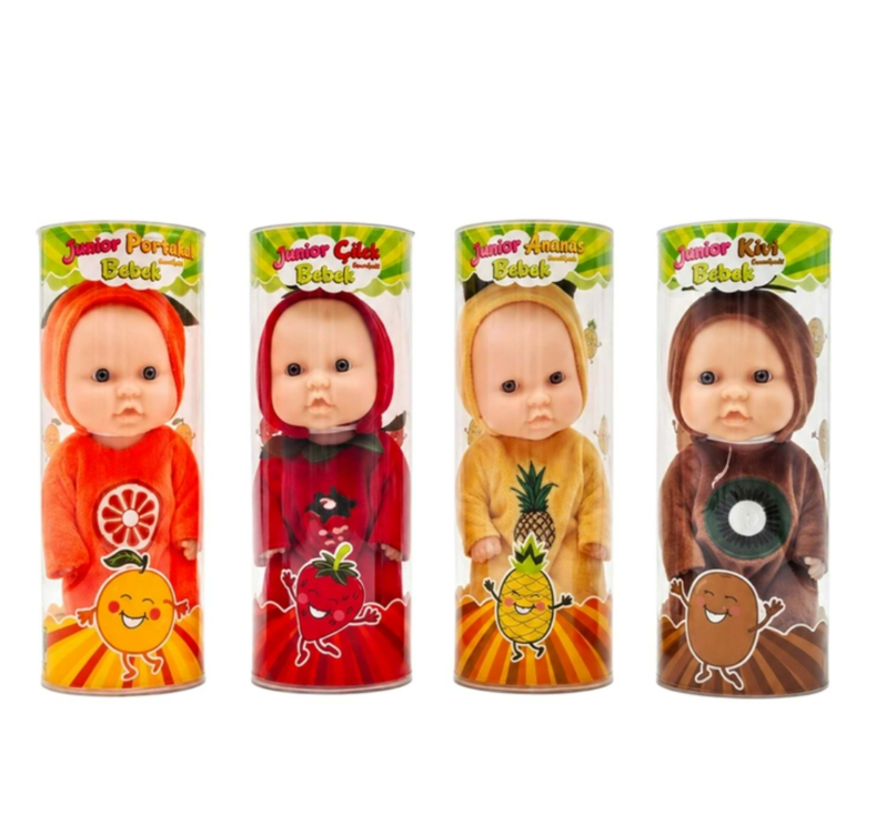 JUNIOR BEBİŞ (MEYVE KOSTÜMLÜ) BEBEK OYUNCAK ET BEBEK 1 ADET FİYATIDIR
