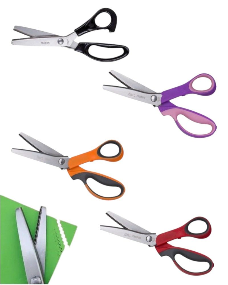 Taksun Sürfile Zikzak Terzi Makası 9,25'' (23.3cm) , Paslanmaz Çelik, Plastik Sap