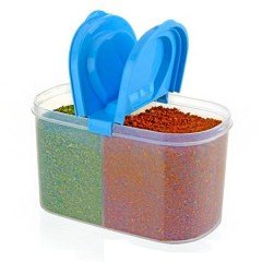 BUFFER® 2 Bölmeli Kapaklı 1200 ml Erzak Kuru Gıda Saklama Kutusu Kabı AP-9087