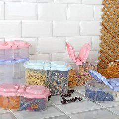 BUFFER® 2 Bölmeli Kapaklı 1200 ml Erzak Kuru Gıda Saklama Kutusu Kabı AP-9087