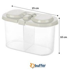 BUFFER® 2 Bölmeli Kapaklı 1200 ml Erzak Kuru Gıda Saklama Kutusu Kabı AP-9087