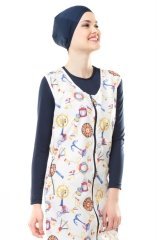 Emayo Uzun Kollu Jileli Tam Kapalı Tesettür Mayo Alaçatı 5003 Lacivert