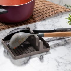 BUFFER® Tencere Kapak Tutuculu Kaşıklıklı Tencere Kapak Standı Pratik Kaşık Kepçe Altlık Düzenleyici