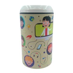 BUFFER® Plastik Krem Gülen Yüzlü Öğrencili Zor Açılan Kız Erkek Çocuk Kumbarası- TP-284