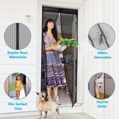 BUFFER® Pratik Manyetik Mıknatıslı Beyaz Kapı Pencere Sinekliği Tülü 90 x 210 cm
