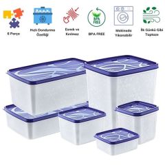 BUFFER® 6 Parça Kapaklı Makinede Yıkanabilen Yiyeceklerin Tazeliğini Koruyan Saklama Kapları