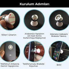 BUFFER® Mıknatıslı Manyetik Araç İçi Cep Telefonu Tutucu Stand Aparat