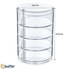 BUFFER® 4 Katlı Dönebilen Şeffaf Takı Organizer Düzenleyici