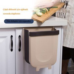 BUFFER® Mutfak Askılı Çöp Kovası Katlanabilir Raylı Çöp Kovası Plastik