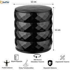BUFFER® 4 Katlı Elmas Kesim 360 Derece Dönebilen Silindir Takı Makyaj Organizeri