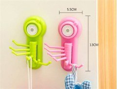 BUFFER® Çok Amaçlı Dekoratif Pratik 6 Kancalı Vantuzlu Dönen Askılık